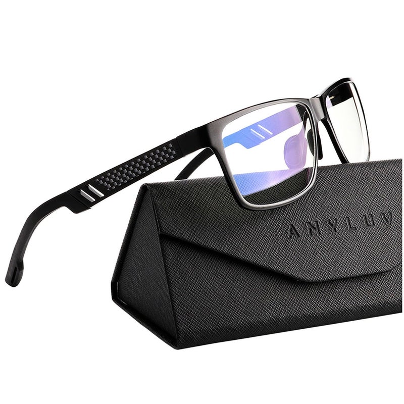 ANYLUV Blue Light Blocking Glasses Men Computer Gaming Glasses Lightweight AlMg Metal Anti Eyestrain Eye Protection